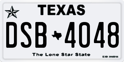TX license plate DSB4048