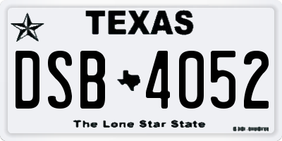 TX license plate DSB4052