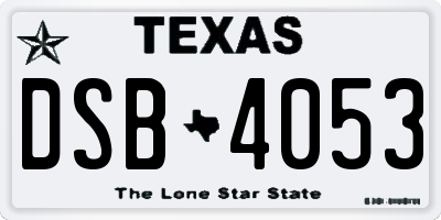 TX license plate DSB4053