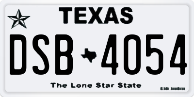 TX license plate DSB4054