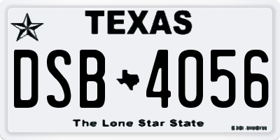 TX license plate DSB4056