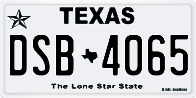 TX license plate DSB4065