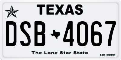 TX license plate DSB4067