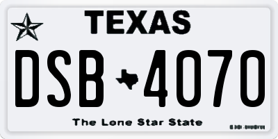 TX license plate DSB4070