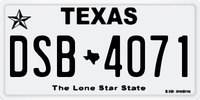TX license plate DSB4071