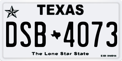 TX license plate DSB4073