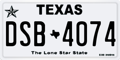 TX license plate DSB4074