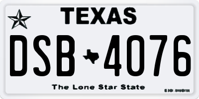 TX license plate DSB4076