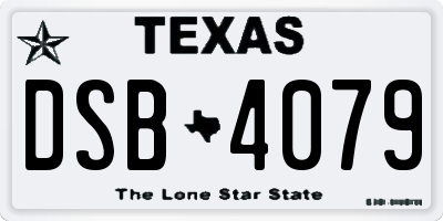 TX license plate DSB4079