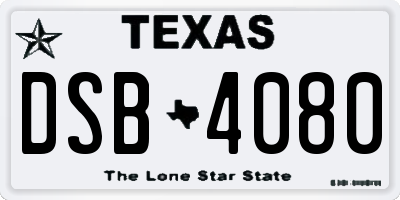TX license plate DSB4080