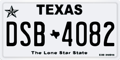 TX license plate DSB4082