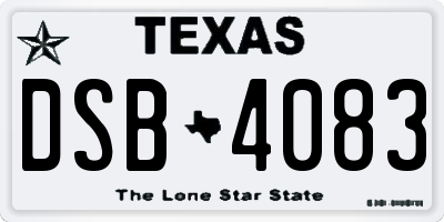TX license plate DSB4083