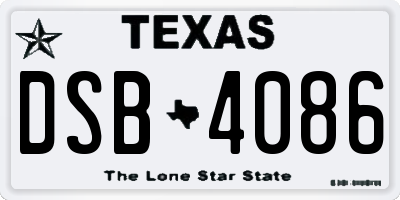 TX license plate DSB4086