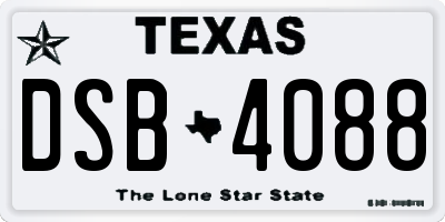 TX license plate DSB4088
