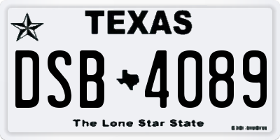 TX license plate DSB4089
