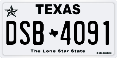 TX license plate DSB4091
