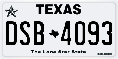 TX license plate DSB4093
