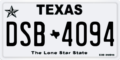 TX license plate DSB4094