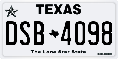 TX license plate DSB4098
