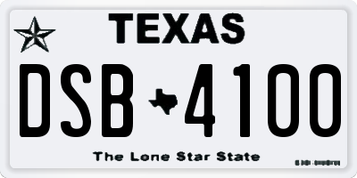 TX license plate DSB4100