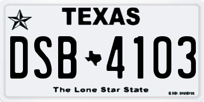 TX license plate DSB4103