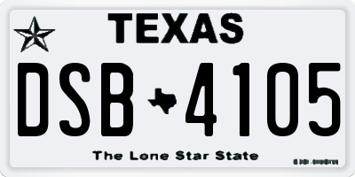 TX license plate DSB4105
