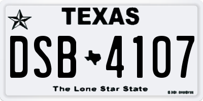 TX license plate DSB4107