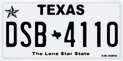 TX license plate DSB4110