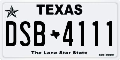 TX license plate DSB4111