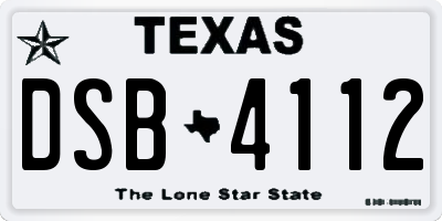 TX license plate DSB4112