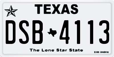 TX license plate DSB4113