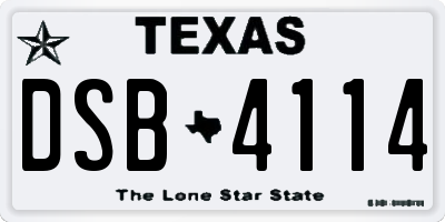TX license plate DSB4114