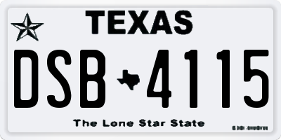 TX license plate DSB4115