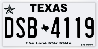 TX license plate DSB4119