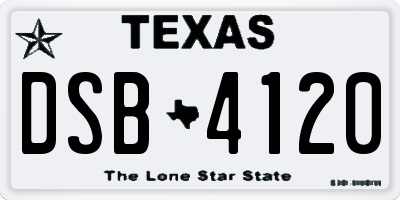 TX license plate DSB4120