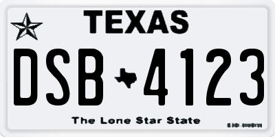 TX license plate DSB4123