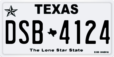 TX license plate DSB4124