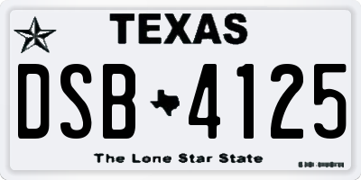 TX license plate DSB4125