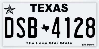TX license plate DSB4128