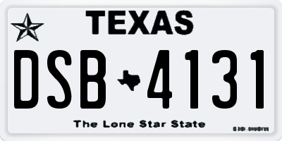 TX license plate DSB4131