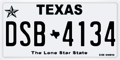 TX license plate DSB4134