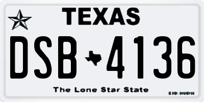 TX license plate DSB4136