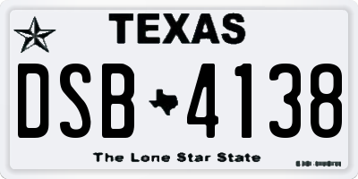TX license plate DSB4138