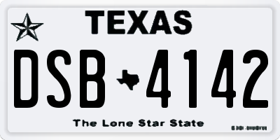 TX license plate DSB4142