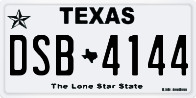 TX license plate DSB4144