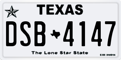 TX license plate DSB4147