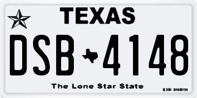 TX license plate DSB4148