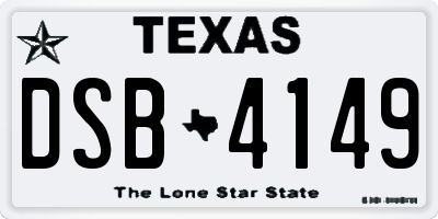 TX license plate DSB4149