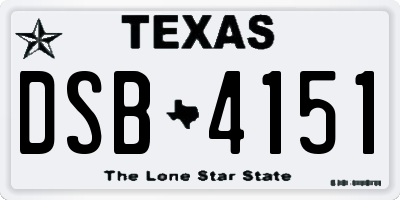 TX license plate DSB4151