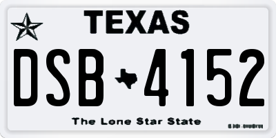 TX license plate DSB4152